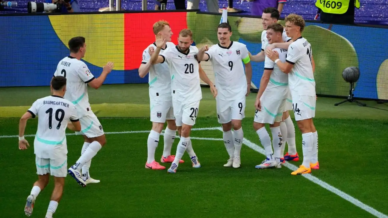 Austria midfielder Marcel Sabitzer celebrates his eagerness with his team-good friends