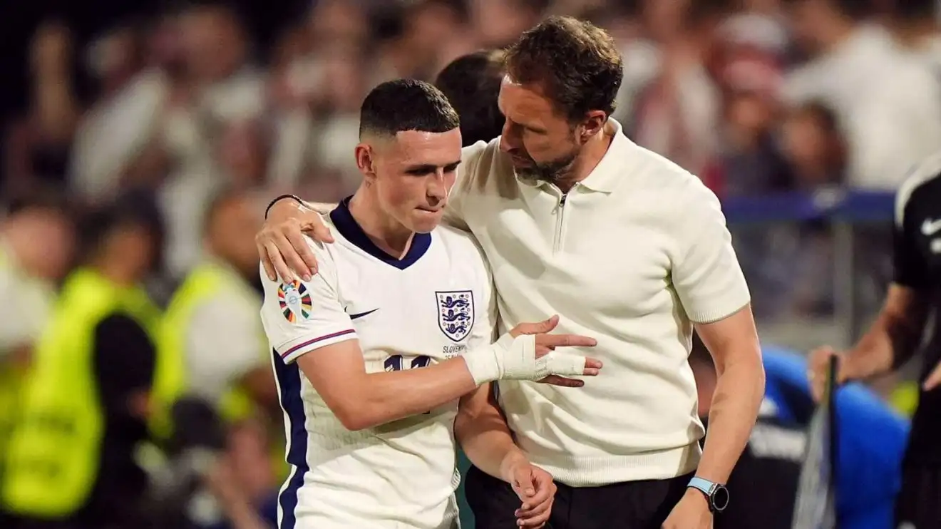 England should drop Rice, Kane and Foden but Southgate decisions are an 'utter irrelevance' 1 England boss Gareth Southgate consoles Phil Foden