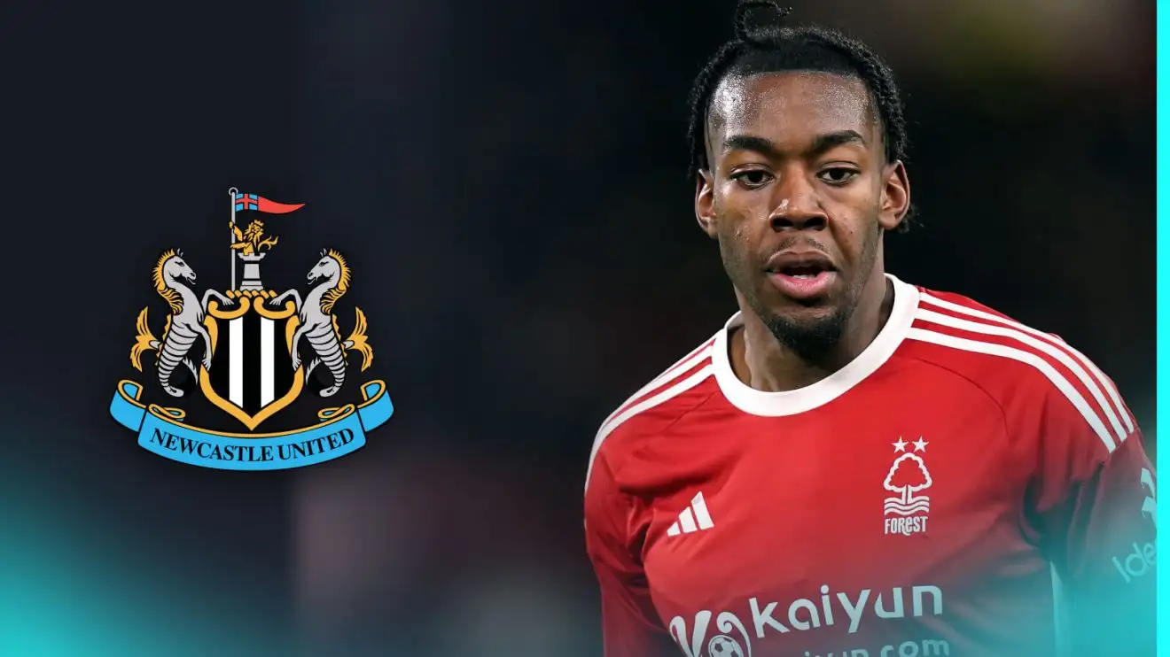 Newcastle blame Man Utd for disastrous £125m 'triple-swoop' 1 Nottingham Forest winger Anthony Elanga with a Newcastle badge