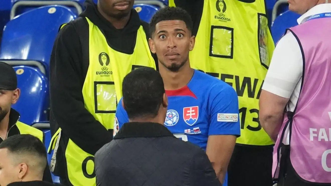 Will 'x-rated' Jude Bellingham be BANNED for England's Euro 2024 quarter-final v Germany? 1 England gamer Jude Bellingham reacts after the Euro 2024 success over Slovakia