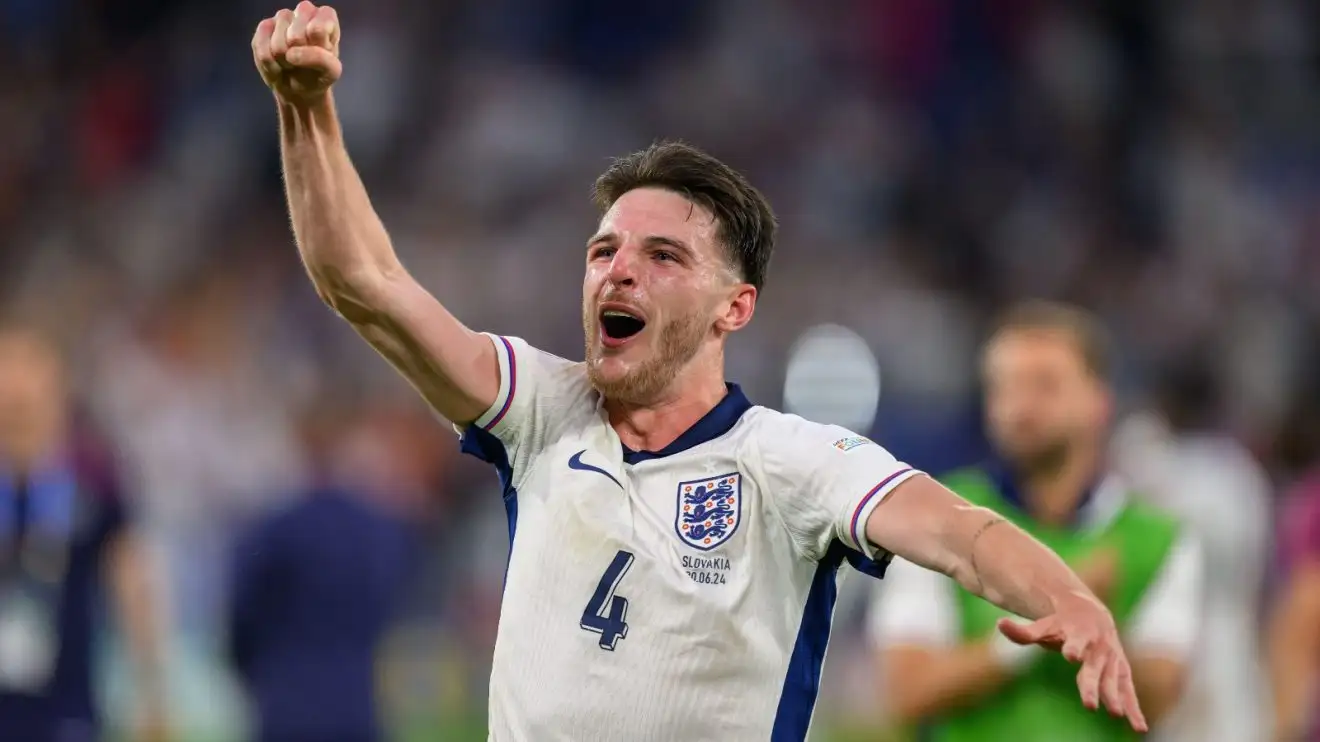 What Declan Rice shouted at Slovakia manager after England qualified for Euro 2024 quarter-finals 1 England and Medley celeb Declan Rice
