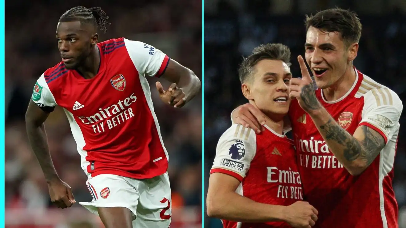 Arsenal set 'low' asking price for £22m Arteta buy with Juventus transfer 'concrete possibility' 1 Nuno Tavares (disclaimed) and also Jakub Kiwior hallowing a desire with Leandro Trossard (right)