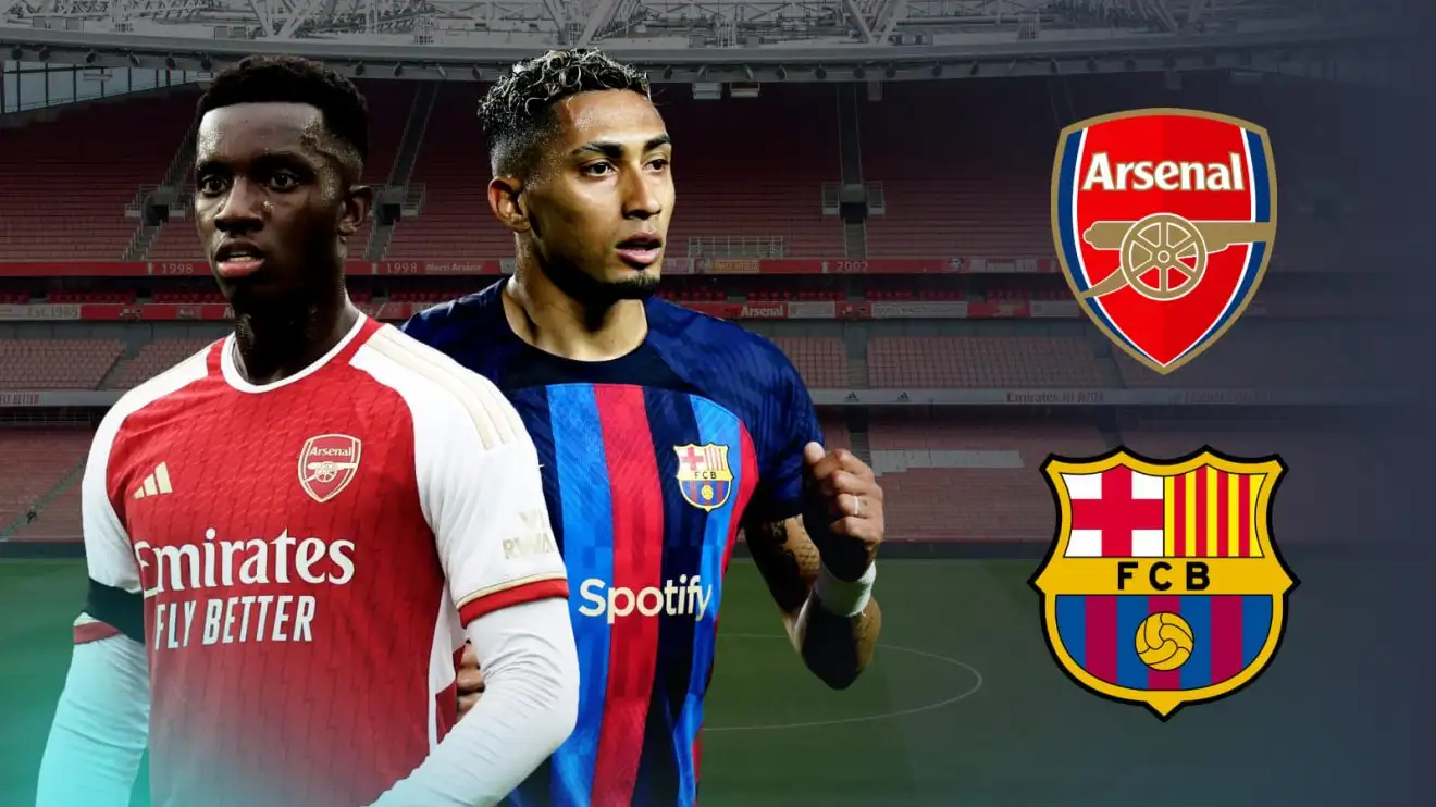 Arsenal 'offer' £30m plus a player in swap deal as Barcelona wave 'farewell' to Arteta 'obsession' 1 Arsenal demonstrator Eddie Nketiah and Raphinha