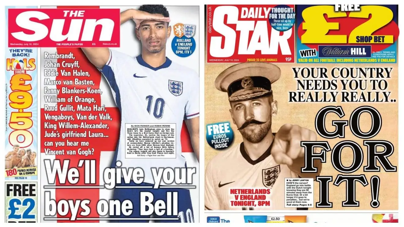 Netherlands v England takes us back 43 or 110 years as 'horror journey' revealed 1 England front web pages