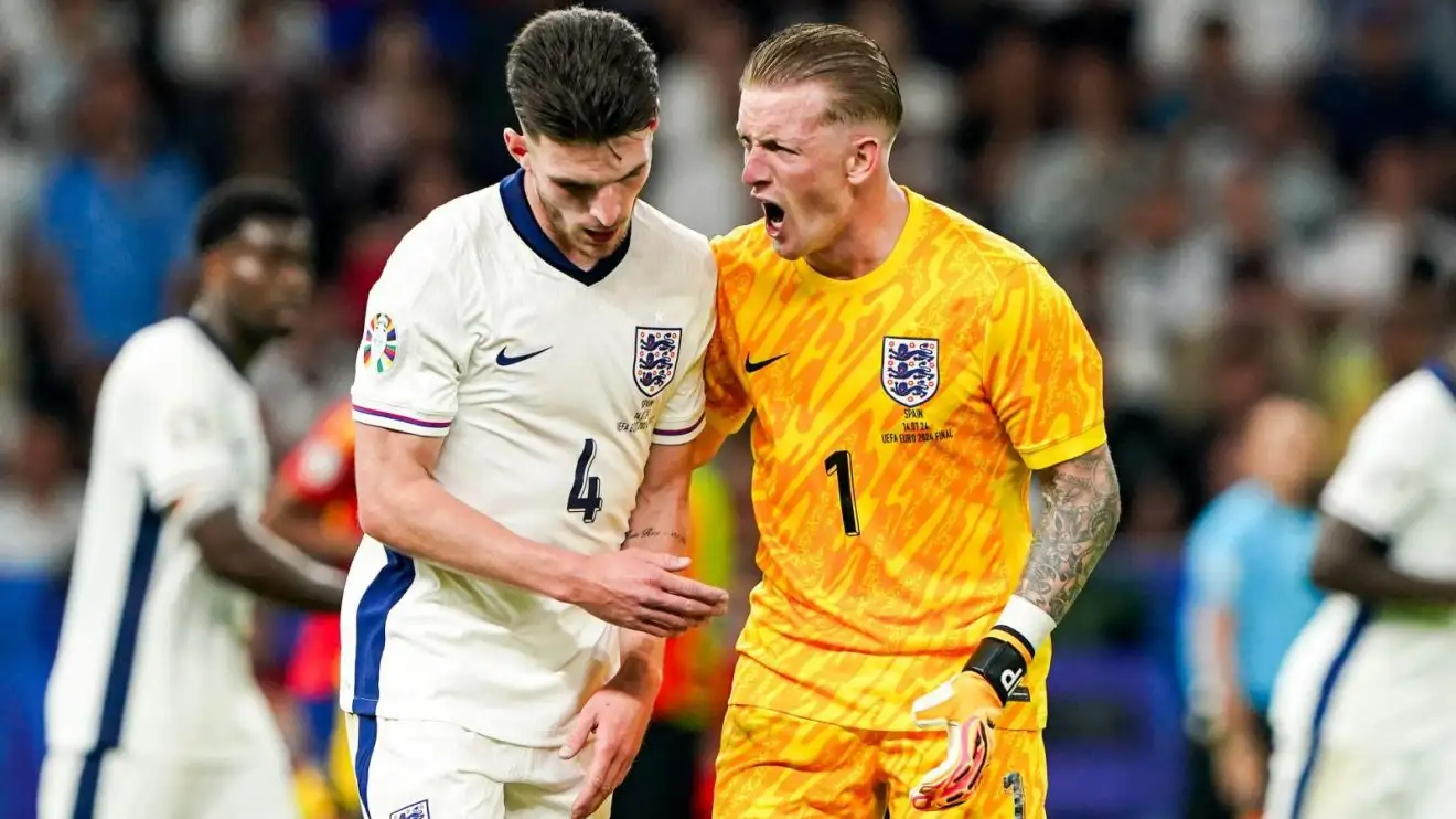 Declan Rice and Jordan Pickford