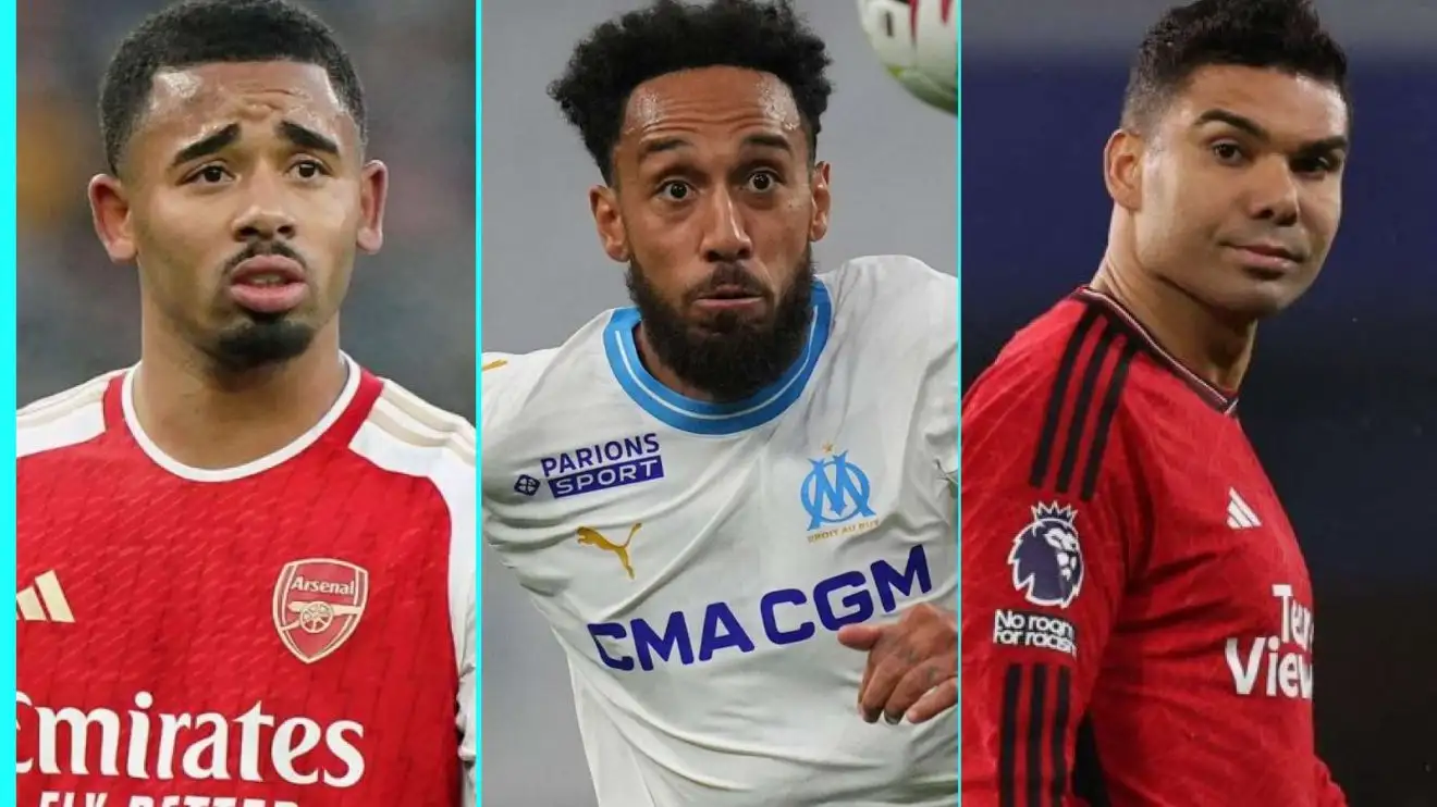 Gabriel Jesus (disclaimed) and Casemiro (correct) have been linked with Saudi Arabia and Pierre Emerick-Aubameyang (centre) owns joined Al Qadsiah