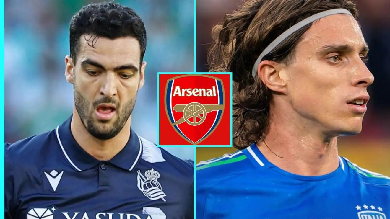 Arsenal medical booked for £38m signing as Arteta 'prepares to attack' Barcelona target as third buy 1 Mikel Merino and also Riccardo Calafiori with the Arsenal badge