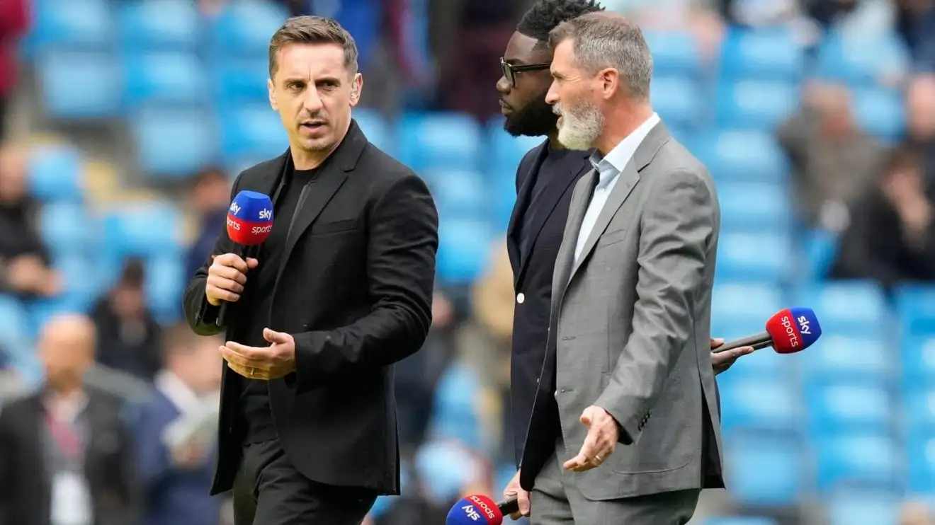 Huyền thoại Man Utd Gary Neville và Roy Keane đang làm nhiệm vụ bình luận