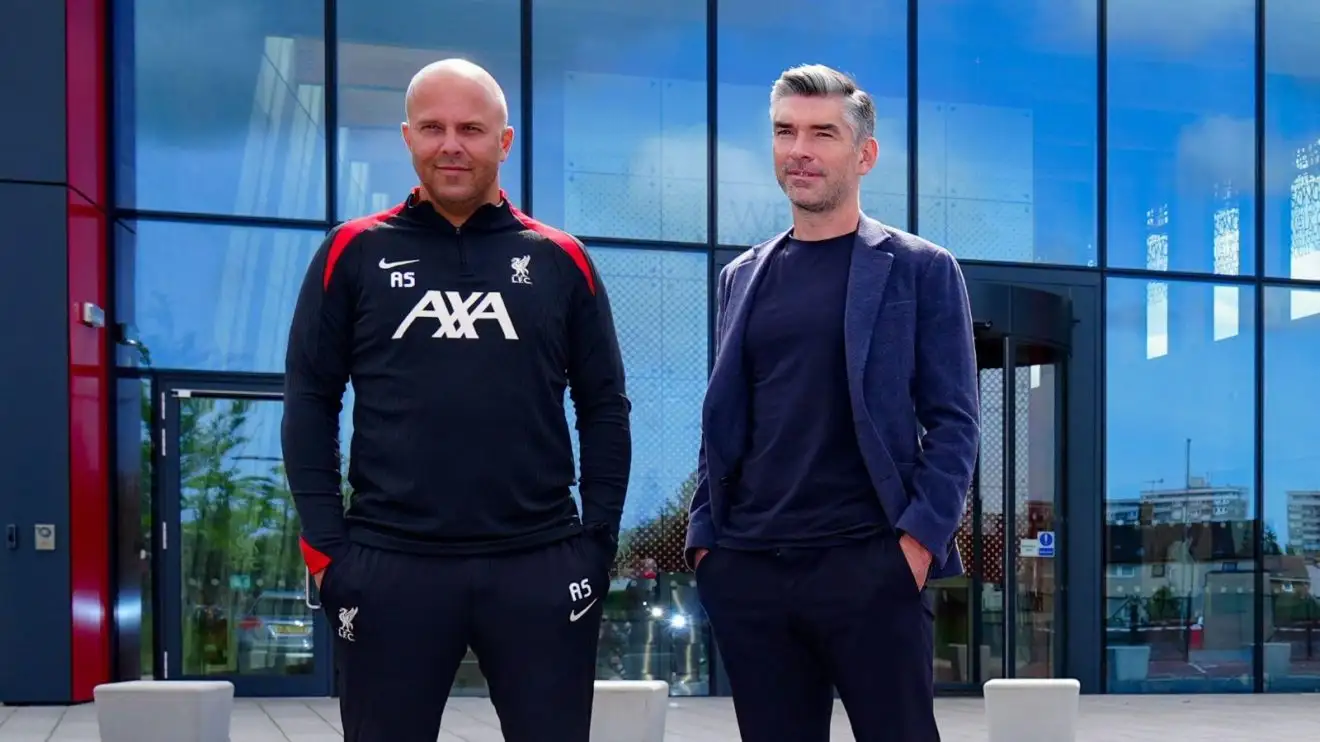 Liverpool head coach Arne Slot and sporting director Richard Hughes