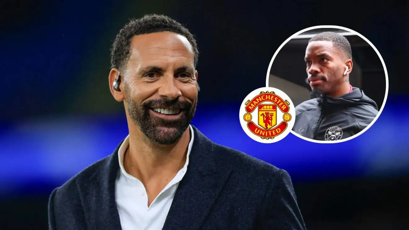 Guy Utd legend Rio Ferdinand via Ivan Toney in a petite circle