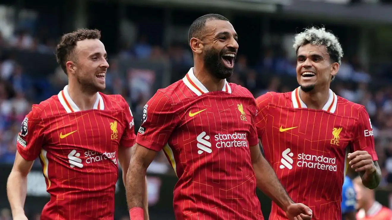 Liverpool's Mohamed Salah celebrates