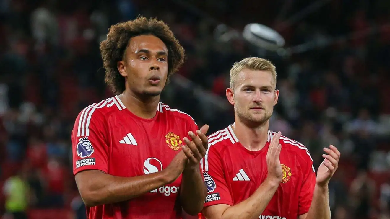 Male Utd's Joshua Zirkzee and Matthijs de Ligt