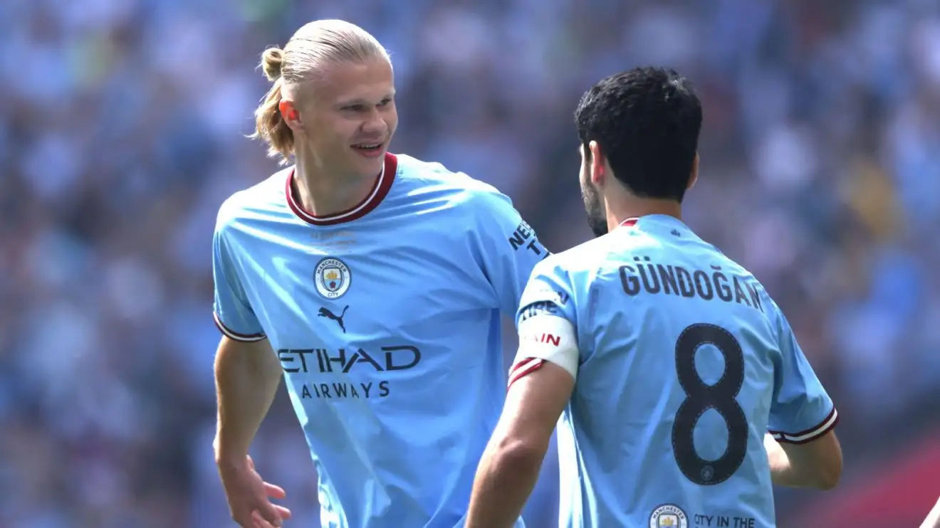 Male Municipal celebrity Erling Haaland and also Ilkay Gundogan