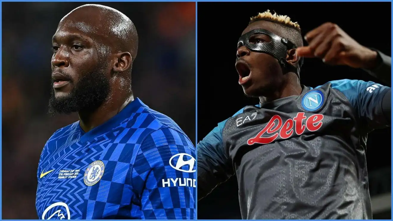 Tiền đạo Romelu Lukaku của Chelsea và mục tiêu chuyển nhượng Victor Osimhen