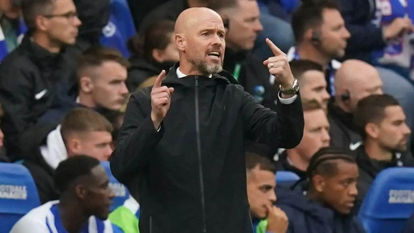 Man Utd manager Erik ten Hag gives instructions to his players