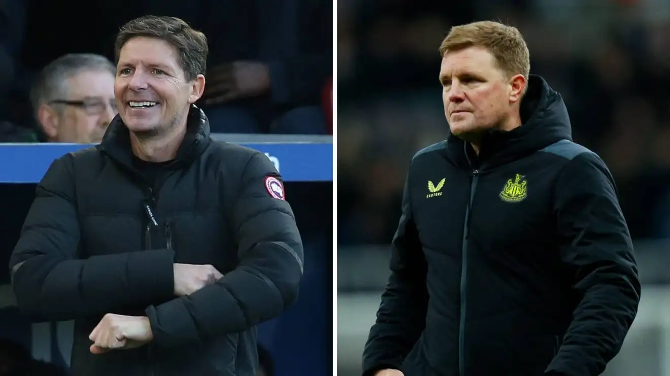 Crystal Palace head advisor Oliver Glasner and Newcastle manager Eddie Howe