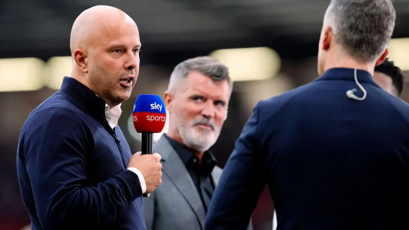 Liverpool head coach Arne Slot talks to Sky Sports