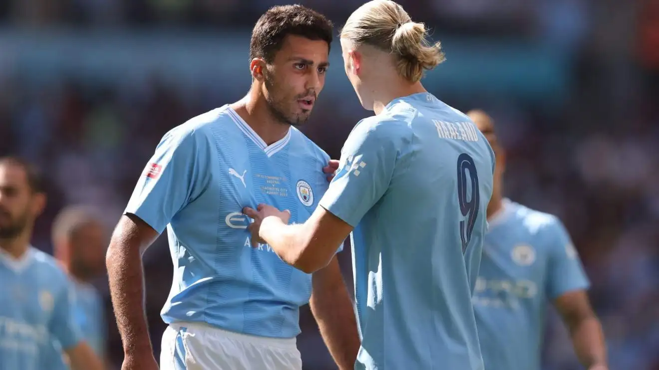 Man City superstar 'tempted' by 'radical turn' as he becomes 'great dream' signing for Euro giants 1 Individual Metropolitan gap pair Rodri and also Erling Haaland during a suit