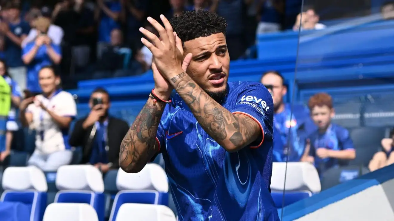 Brand-new Chelsea signing Jadon Sancho welcomes the supporters at Stamford Footway