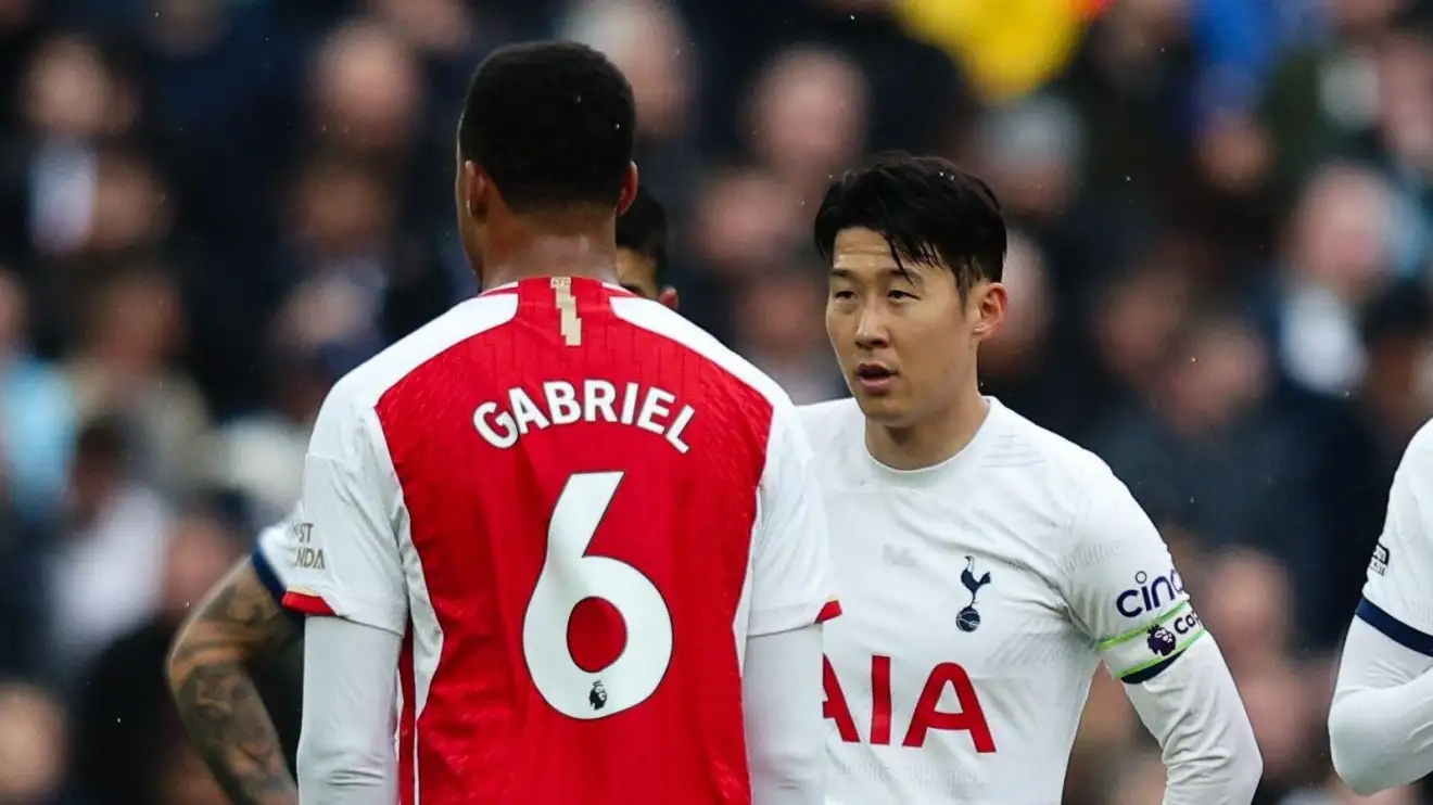 Hậu vệ Gabriel của Arsenal và tiền đạo Heung-min Son của Spurs