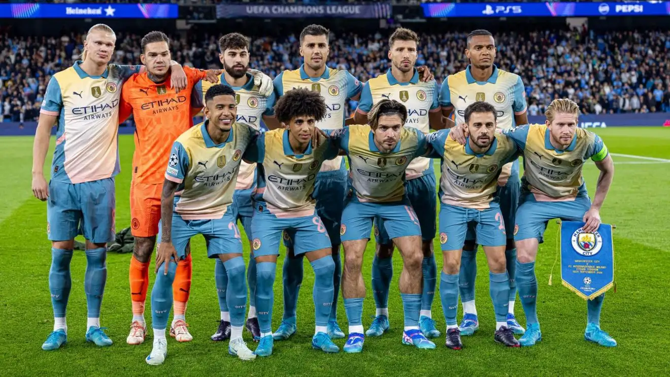 Man City kit compared to netball bib, tabard and 'urine-stained bedding' 1 The new Male City detect kit.