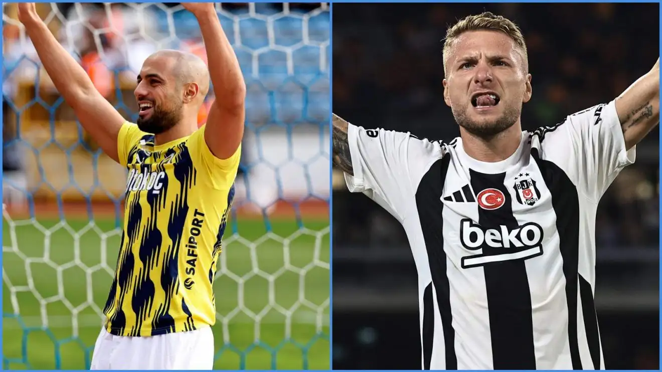 Sofyan Amrabat của Fenerbahces và Ciro Immobile của Besiktas