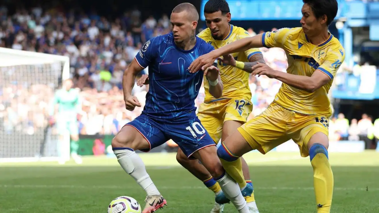 Chelsea winger Mykhaylo Mudryk throughout a match against Crystal Royal home