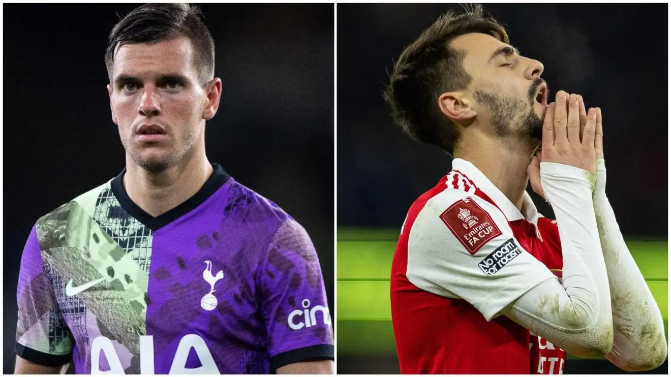 Tiền vệ Giovani Lo Celso của Tottenham và Fabio Vieira của Arsenal