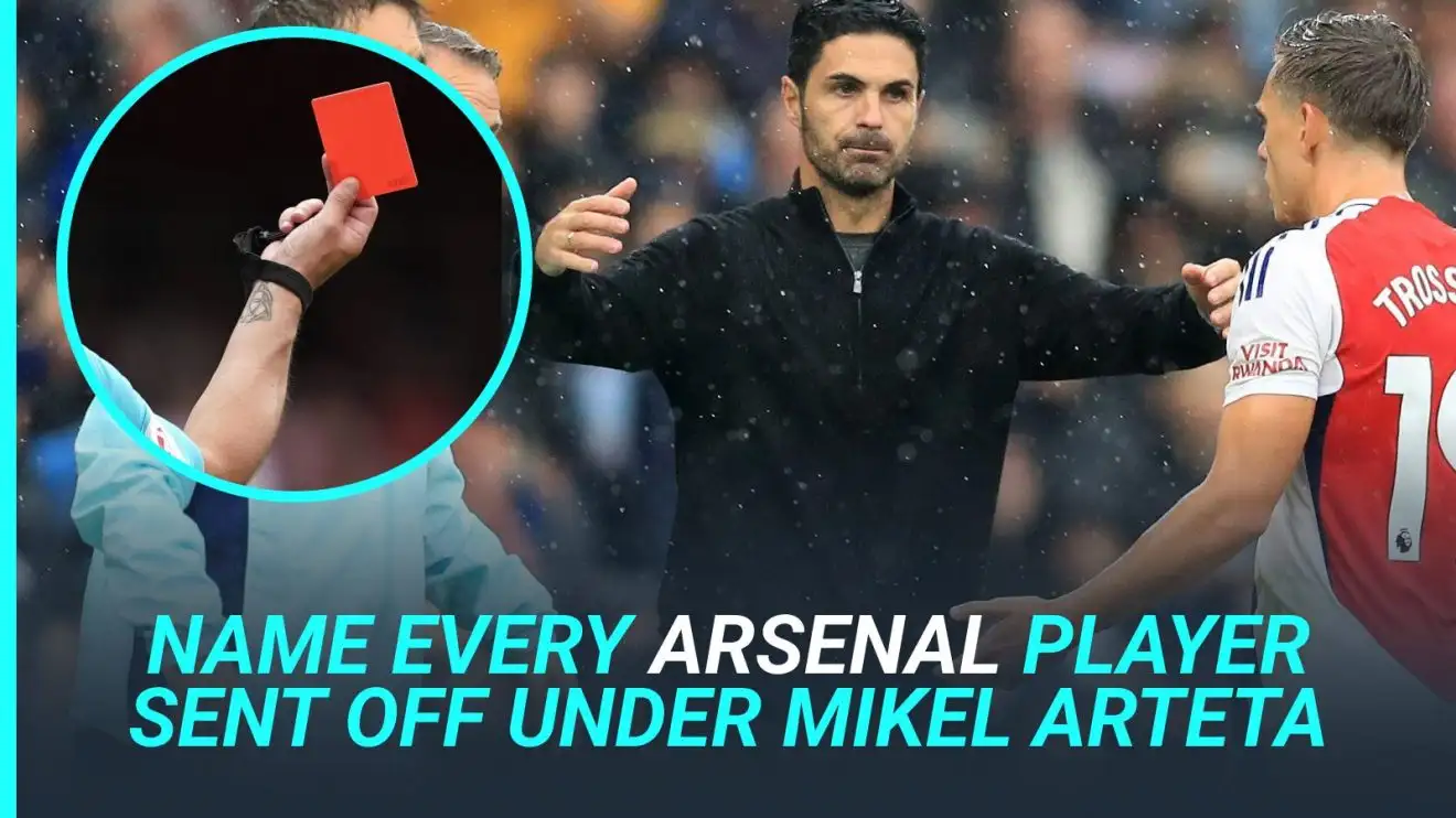 Mikel Arteta phản ứng sau tấm thẻ đỏ thứ 17 trong triều đại Arsenal.