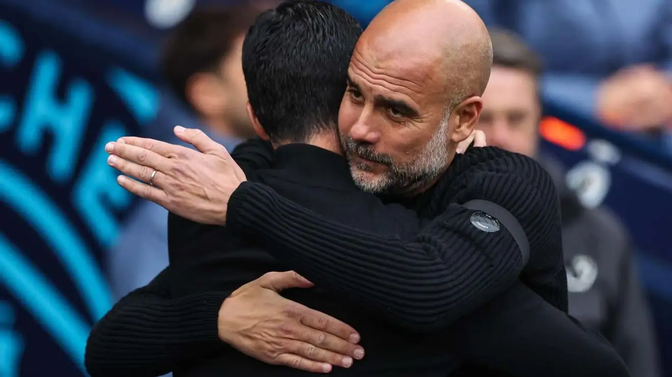Guardiola leaving? Man City told PL boss is 'best possible replacement' as 'tired' Pep is 'lacking energy' 1 Pep Guardiola hugs Mikel Arteta