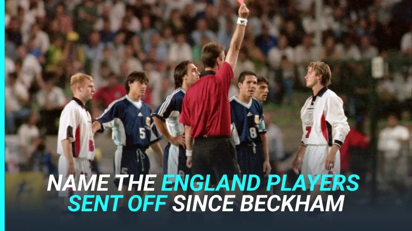 David Beckham is sent off against Argentina in 1998.