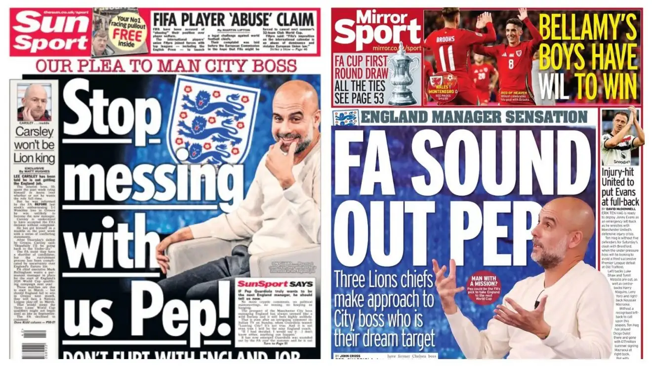 Sun and Mirror back pages on Pep