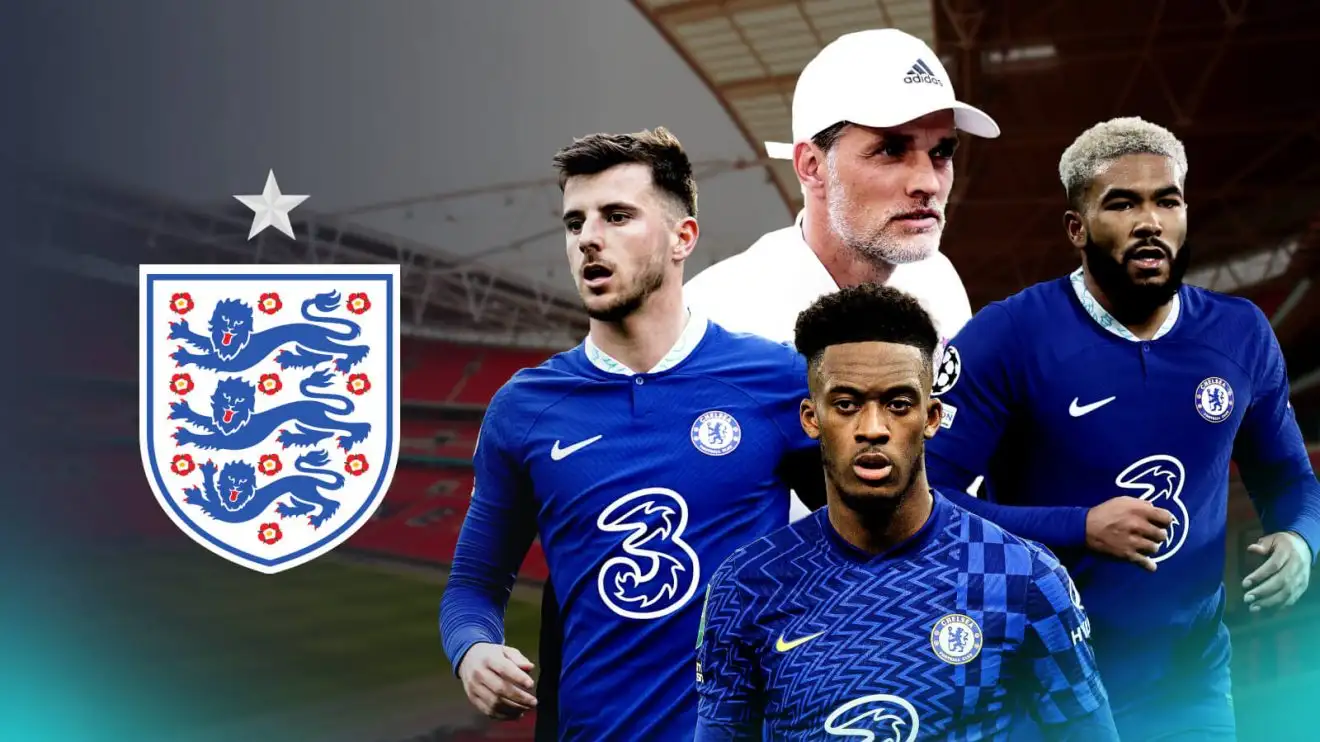 Thomas Tuchel with English Chelsea players.