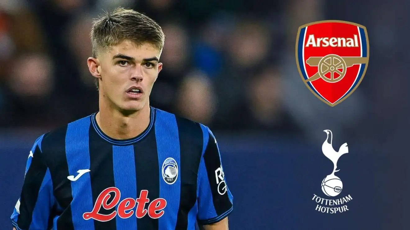 Arsenal transfer: Arteta 'big admirer' of Belgium midfielder as 'surprise' club 'strongly consider' bid 1 Charles De Ketelaere, Arsenal and Tottenham badges