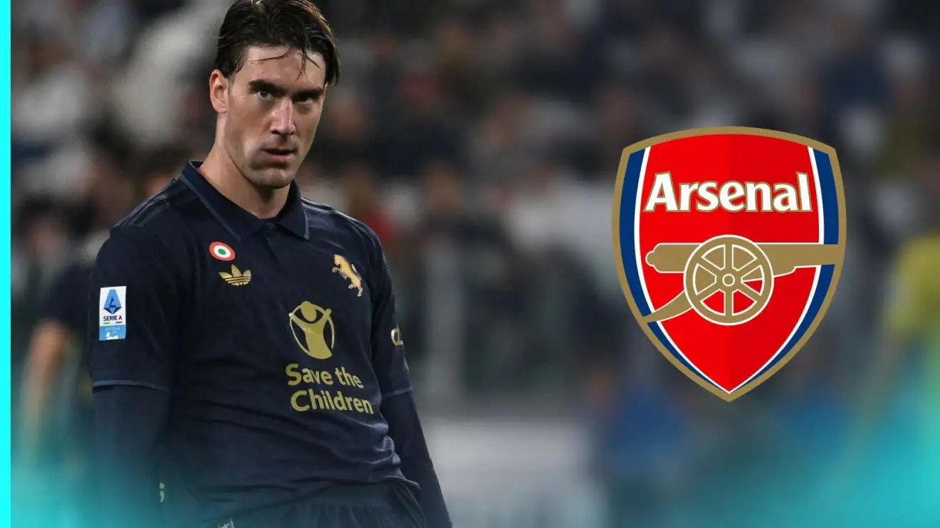 Arsenal transfer: 'First bid rejected' as Gunners 'position to trigger release clause' amid 'major blow' 1 Dusan Vlahovic with the Conglomeration badge