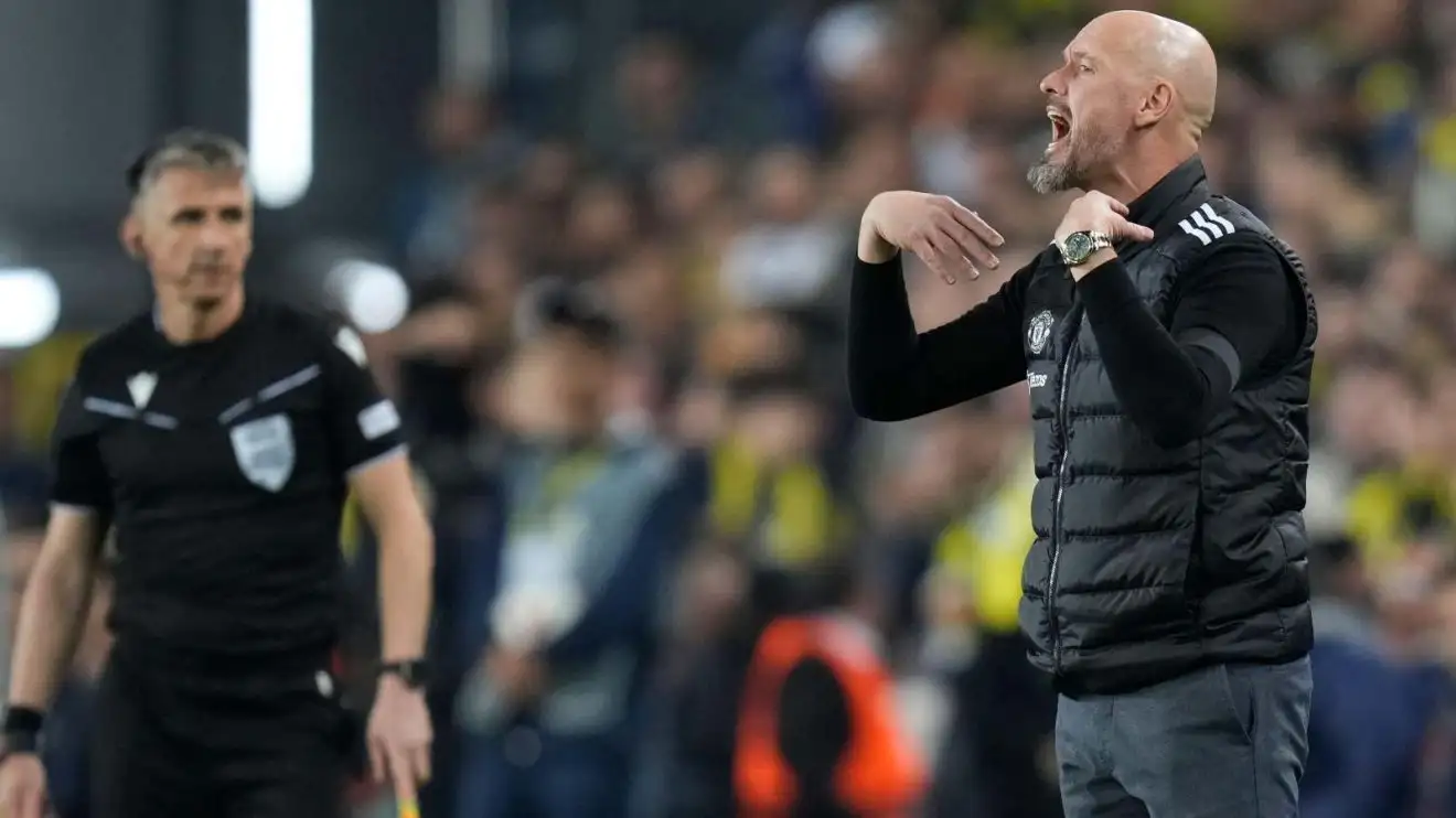 Individual Utd manager Erik 10 Hag gestures during a match