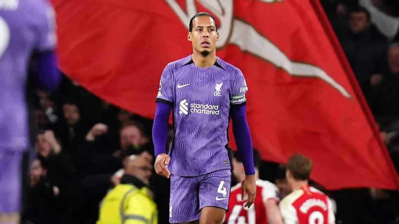 Liverpool defender Virgil van Dijk reacts against Arsenal