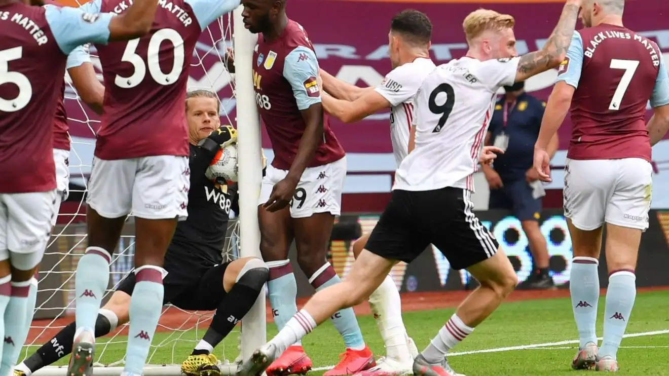 Sheffield United celebrate against Aston Villa