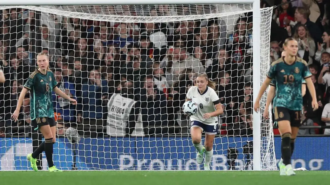 England Ladies midfielder Georgia Stanway after scoring a impulse