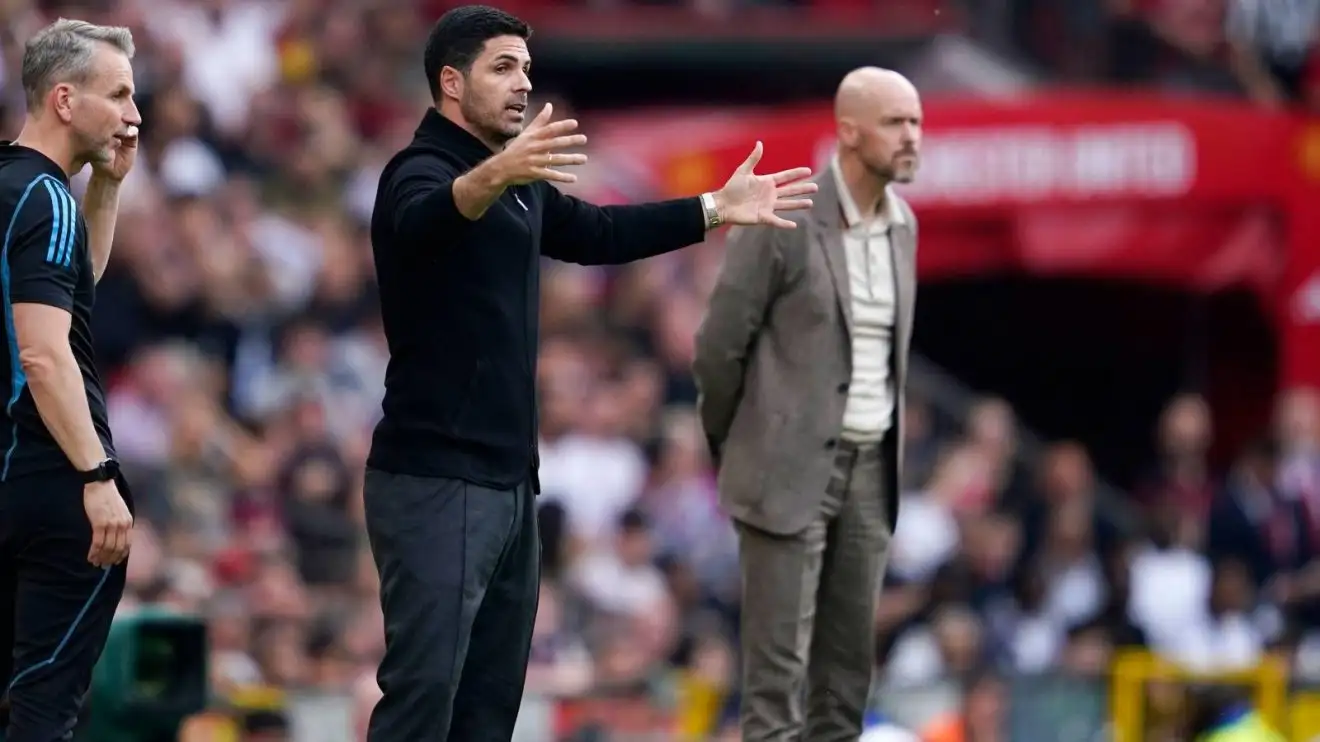 Mikel Arteta and Erik ten Hag during a match