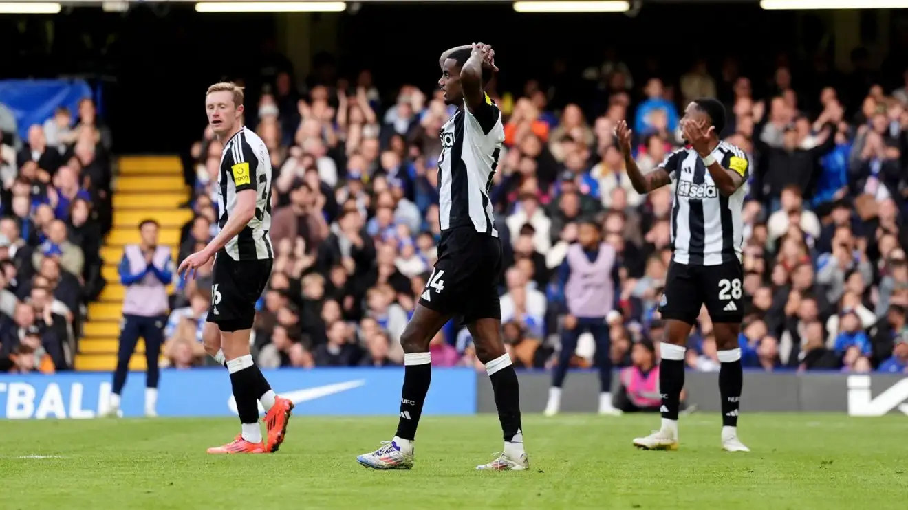 Sean Longstaff, Alexander Isak and Joe Willock look despairing during Newcastle's defeat to Chelsea