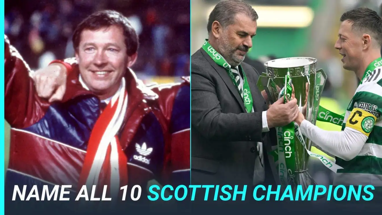 Scottish champions Sir Alex Ferguson, Ange Postecoglou and Callum McGregor