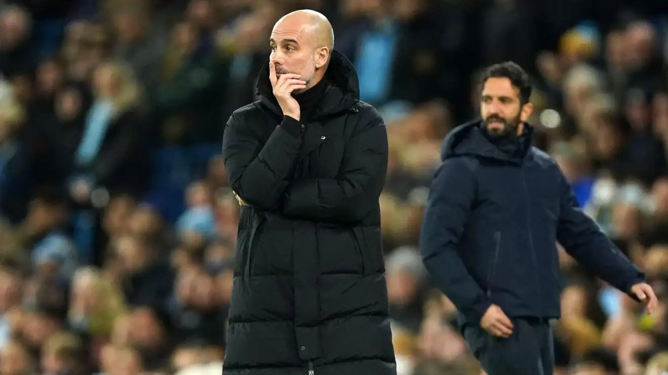 Pep Guardiola and Ruben Amorim throughout Guy Metropolis v Sporting