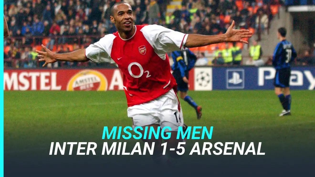 Thierry Henry celebrates scoring a stunning third for Arsenal.