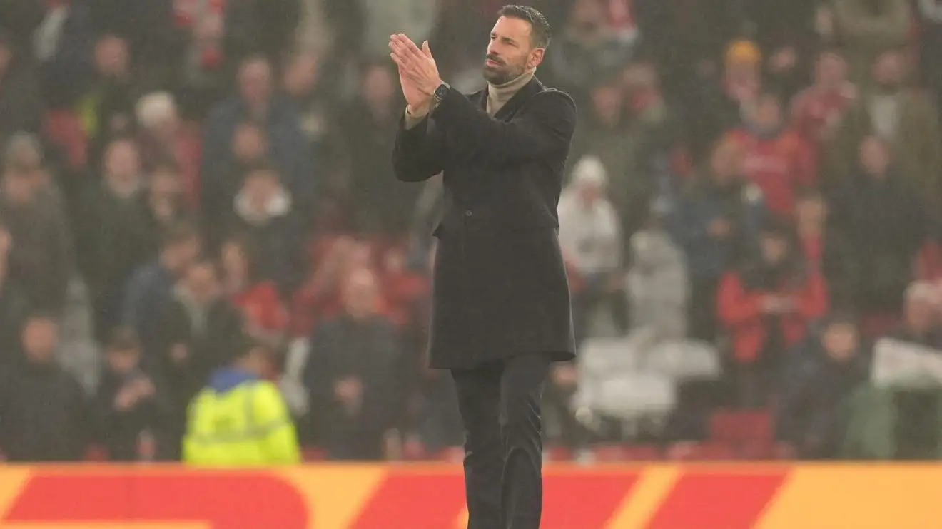 Man Utd interim manager Ruud van Nistelrooy applauds the fans