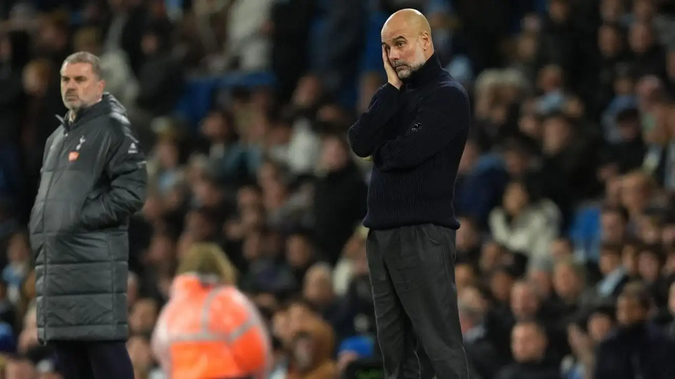 Guardiola on City mood after shock Spurs mauling: 'In eight years, we have never lived this situation' 1 Pep Guardiola and also Ange Postecoglou glance on during a match