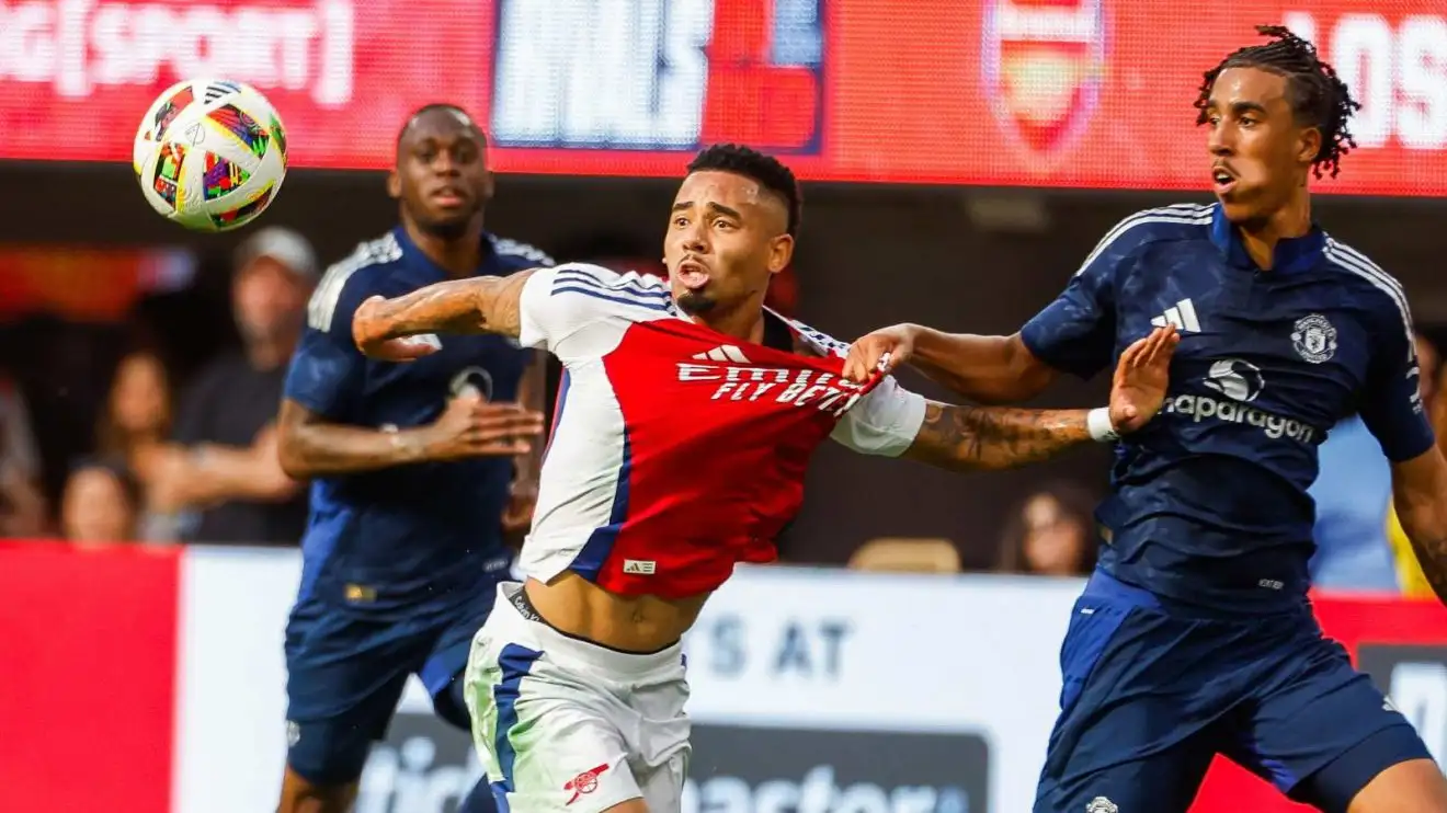 Man Utd summer signing in contention for debut v Arsenal, Ruben Amorim confirms 1 Individual Utd defender Leny Yoro competes for the sphere with Gabriel Jesus