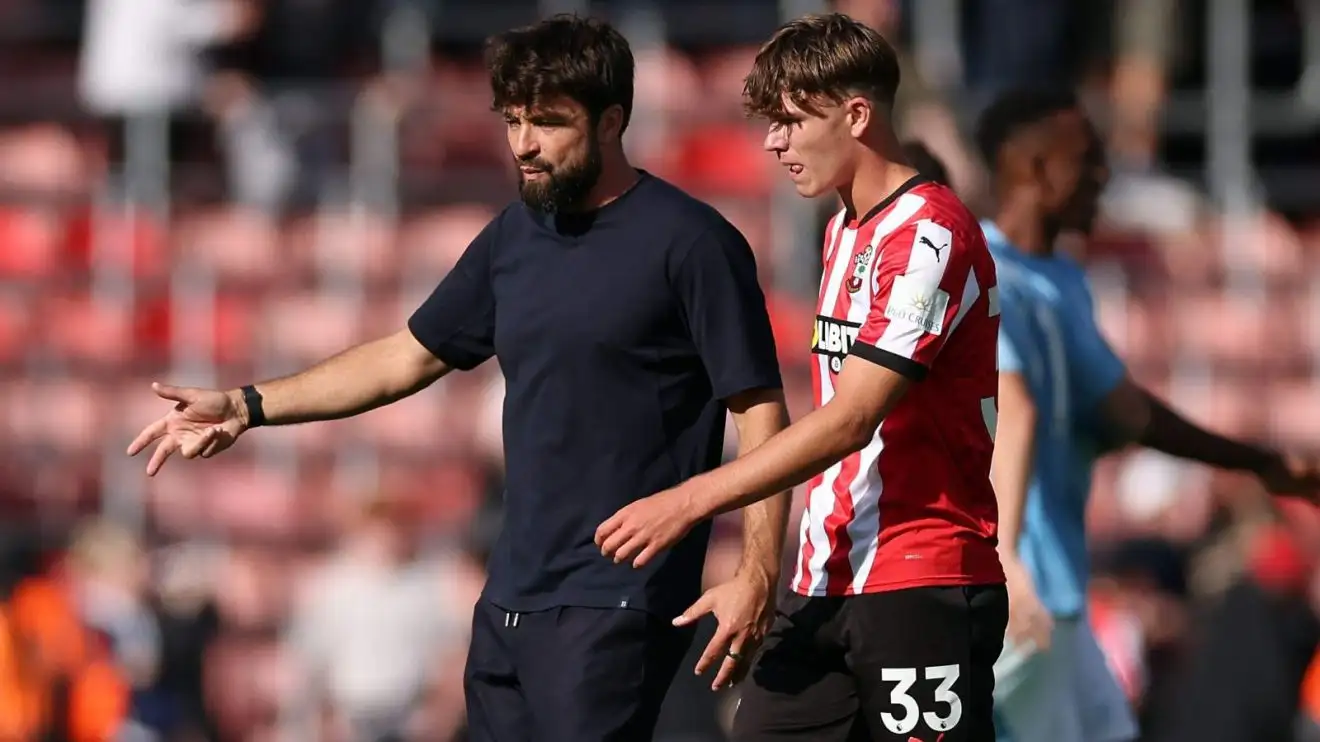 Dibling to Man Utd? Southampton boss Martin laughs off £21m valuation of sensational teenager 1 Southampton head service provider Russell Martin and Tyler Dibling after a match