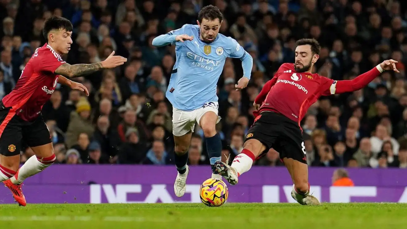 Man City 'totally deserved' Man Utd loss as 'under-15s' collapse slammed by angry Pep favourite 1 Person Urban midfielder Bernardo Silva dribbles past Lisandro Martinez and also Bruno Fernandes