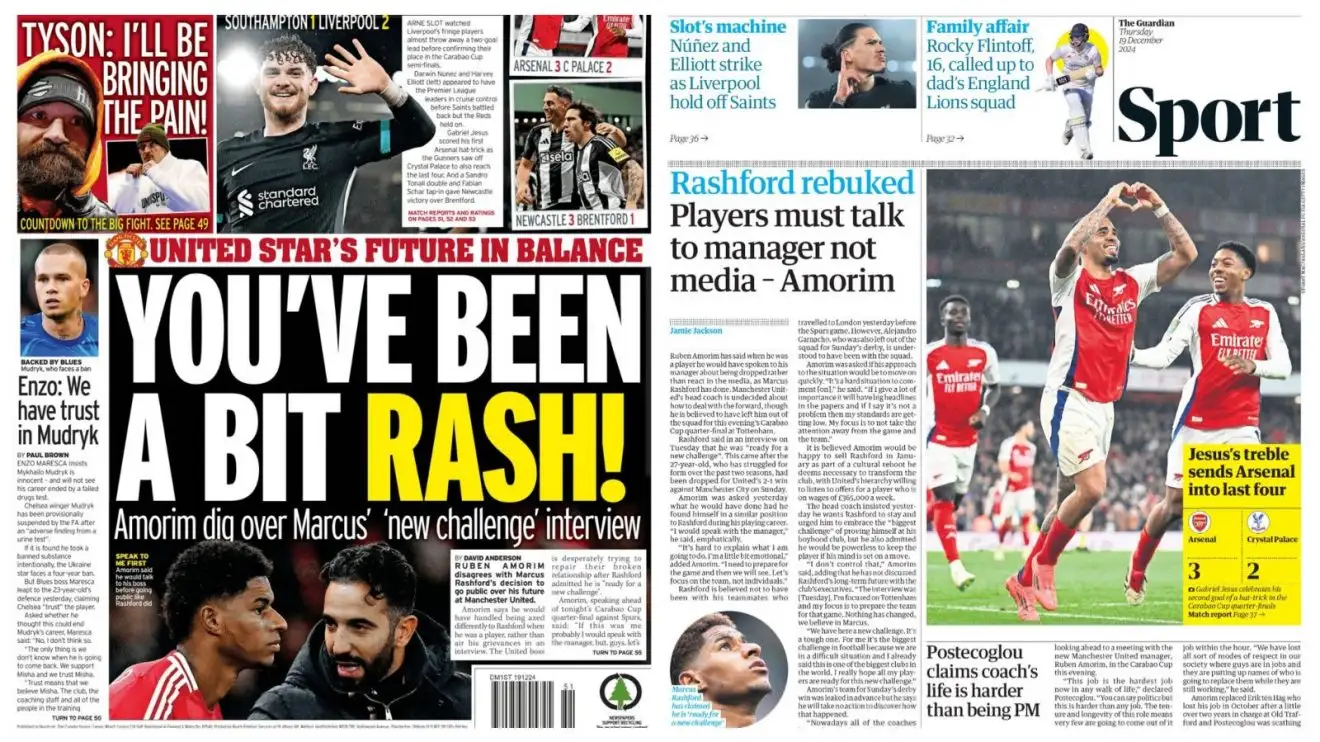 Ruben Amorim and the 14 words that created Marcus Rashford 'big, big headlines' - Football365 1 Marcus Rashford ago pages